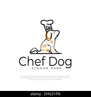 Logo du chef de la nourriture pour chiens faisant face à un style de ligne simple, icône, symbole, modèle de conception d'illustration Illustration de Vecteur