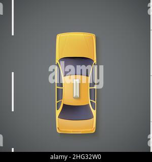 Voiture jaune, taxi.Vue de dessus. Illustration de Vecteur