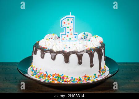 Bougie Chiffre 1 Anniversaire Enfant Bolosa - Décoration Gâteau Bleu Coquillage | Cire Non Toxique | Pour 1er Anniversaire Garçon