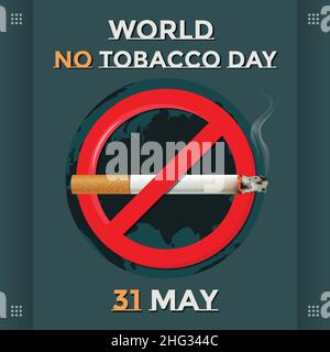 Bannière de l'affiche de la Journée mondiale sans tabac 31 mai, dire non au tabac, danger pour la santé Illustration de Vecteur
