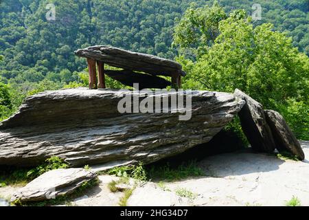 Le célèbre Jefferson Rock près de Harpers Ferry, Virginie occidentale, États-Unis Banque D'Images