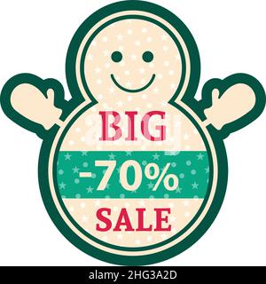 Bonhomme de neige de Noël.Illustration vectorielle d'autocollant de Noël.Étiquette avec motif neige Illustration de Vecteur