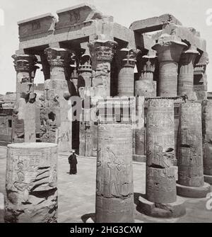 Photo d'époque du Temple de Kom Ombo, Égypte.1899 Banque D'Images