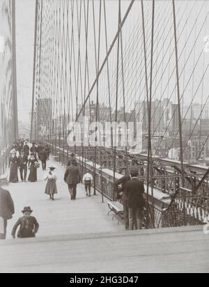 Photo d'époque du pont de Brooklyn.New York.ÉTATS-UNIS.Fin du 19th siècle Banque D'Images