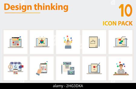 Jeu d'icônes de conception.Collection d'éléments simples tels que les graphiques numériques, la grille de prototype, les astuces de solution, l'esquisse, l'illustration vectorielle Illustration de Vecteur