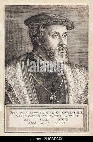 Portrait du Charles V, empereur romain.1531, par Barthel Beham (1502-1540) – artiste graphique Charles V (1500 – 1558) était l'empereur Saint-Romain et Banque D'Images