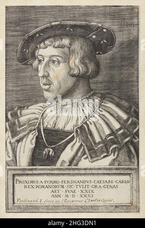 Portrait de l'empereur Ferdinand I, Saint empereur romain.La gravure du 16th siècle de Barthel Beham (1502-1540) – artiste graphique.Ferdinand I (1503 – Banque D'Images