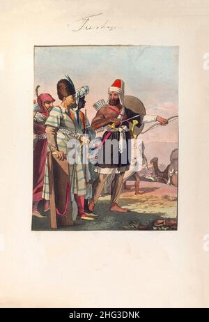 Lithographie des Mamluks arabes (infanterie légère turque asiatique) de l'armée turque du 17th-18th siècle.1910 Mamluk (traduit en 'un qui est propriétaire', méli Banque D'Images