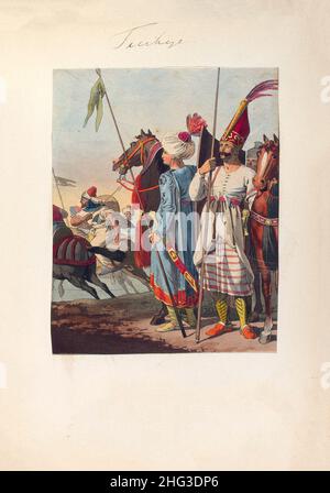 Lithographie de la cavalerie légère asiatique turque de l'empire ottoman du 17th-18th siècle.1910 Banque D'Images