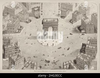 Gravure du 19th siècle de vue de l'Arc de Triomphe (place Charles de Gaulle), projetée, selon un dessin de M. Wibaille, architecte.Paris, F Banque D'Images