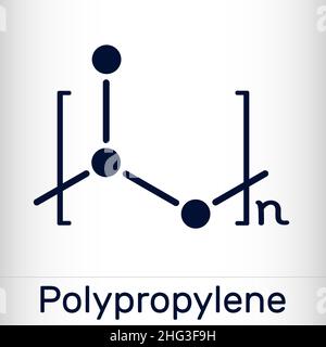 Polypropylène (PP), molécule de polypropène.C'est un polymère thermoplastique de propylène.Formule chimique du squelette.Illustration vectorielle Illustration de Vecteur