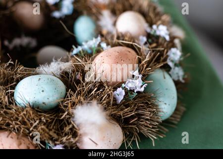 Nid d'oiseau d'oeufs pour pâques Banque D'Images