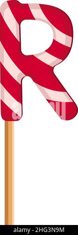 Lettre R des sucettes rouges et blanches à rayures.Police ou décoration festive pour les vacances ou la fête.Illustration vectorielle plate Illustration de Vecteur