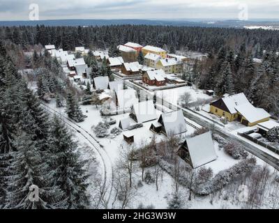 Station de ski Schoenheide en hiver Saxe Banque D'Images