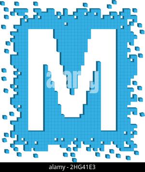 Vecteur lettre M entourée de nombreux petits cubes de couleur bleue Illustration de Vecteur