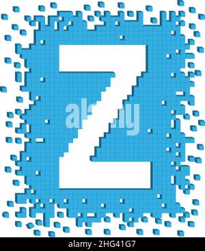 Vector dessiné lettre Z entouré de nombreux petits cubes de couleur bleue Illustration de Vecteur