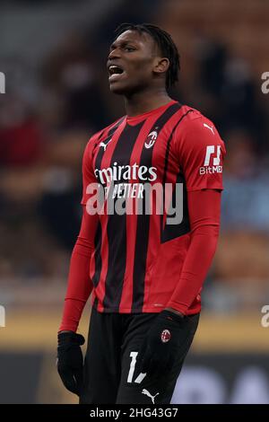 Stade San Siro, Milan, Italie, 17 janvier 2022,Rafael Leao (AC Milan) réagit pendant l'AC Milan contre Spezia Calcio - le football italien série A match Banque D'Images