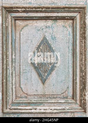 Panneau intérieur en bois ancien très abîmé Banque D'Images