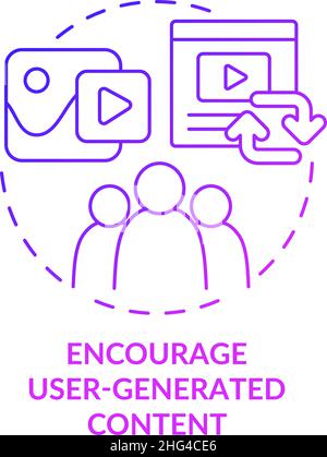 Encourager l'icône de concept de contenu en dégradé violet générée par l'utilisateur Illustration de Vecteur