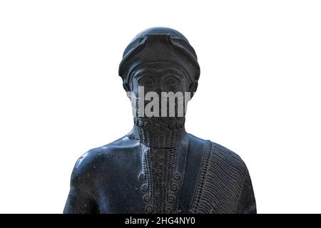 Statue avec l'inscription de Puzur Ishtar, gouverneur de mari.Musée archéologique d'Istanbul, Turquie. Banque D'Images