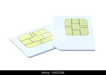 Cartes SIM pour téléphone portable isolées sur fond blanc.3d rendu Banque D'Images