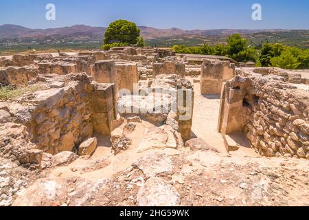 Le Palais minoen de Phaistos en Crète, Grèce, Europe. Banque D'Images