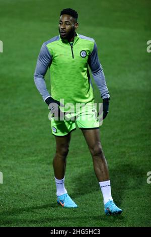 NAILSWORTH, ROYAUME-UNI.JAN 18th Jamille Matt de Forest Green Rovers photographié pendant l'échauffement avant le match Sky Bet League 2 entre Forest Green Rovers et Mansfield Town à la Nouvelle pelouse, Nailsworth, le mardi 18th janvier 2022.(Crédit : Kieran Riley | INFORMATIONS MI) crédit : INFORMATIONS MI et sport /Actualités Alay Live Banque D'Images