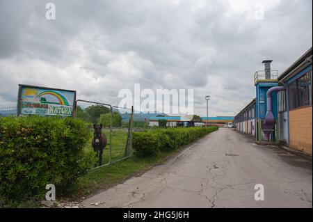 SS Cosma e Damiano, Latina, Italie 09/05/2018: Mancoop Cooperative Society, Industrial and commercial Hub.Usine de la nature.© Andrea Sabbadini Banque D'Images