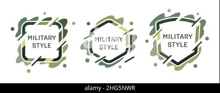 Cadres de texte de style militaire.Ensemble d'éléments graphiques dans un style militaire.Modèle pour logo, cartes de visite, invitations, cartes-cadeaux, prospectus Illustration de Vecteur