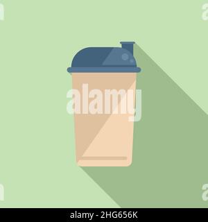 Agitateur pour protéines de sucre vecteur plat Icon.Supplément sport.Nourriture pour la salle de gym Illustration de Vecteur