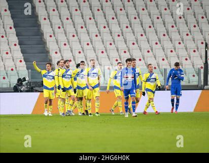 Turin, Italie.18th janvier 2022. Pendant la coupe italienne, Coppa Italia, partie du match de football 16 entre Juventus FC et UC Sampdoria le 18 janvier 2022 au stade Allianz de Turin, Italie crédit: Agence photo indépendante/Alay Live News Banque D'Images