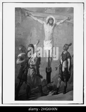 Série de peintures de la passion du Christ, par Kosheleff en russe, à l'Hospice, à Jérusalem. Du côté du Christ transpercé. Banque D'Images