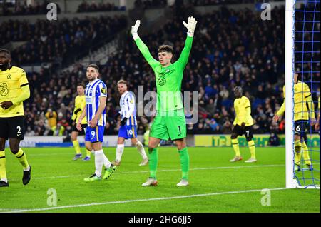 Brighton, Royaume-Uni.18th janvier 2022.Kepa Arrizabalaga de Chelsea lors du match Premier League entre Brighton et Hove Albion et Chelsea à l'Amex le 18th 2022 janvier à Brighton, en Angleterre.(Photo de Jeff Mood/phcimages.com) Credit: PHC Images/Alamy Live News Banque D'Images