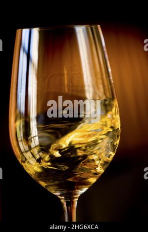 FRANCE, GIRONDE (33), SAUTERNES, VERRE À VIN BLANC, DOUX,DÉGUSTATION, CHÂTEAU D'YQUEM Banque D'Images