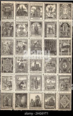 Feuille de timbres de présence de l'église. Banque D'Images