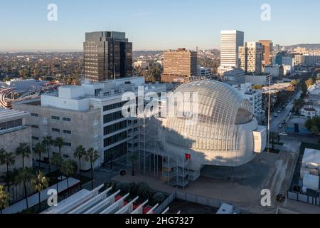 Vue aérienne de l'Academy Museum of Motion Pictures à Los Angeles Banque D'Images