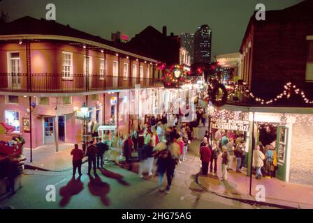 Louisiane Cajun Country,la Nouvelle-Orléans,French Quarter,Vieux carré,attractions,conservation historique,Bourbon Street Preservation Hall on Right jazz LA007, Banque D'Images