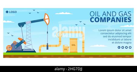 Modèle de post-conception à plat pour l'industrie du gaz du pétrole Illustration modifiable d'arrière-plan carré pour les médias sociaux ou la carte de vœux Illustration de Vecteur