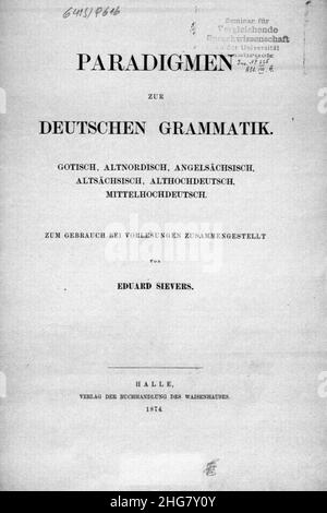 Sievers Paradigmen zur deutschen Grammatik 02. Banque D'Images