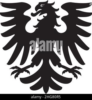 Aigle héraldique. Silhouette noire / blanche Illustration de Vecteur
