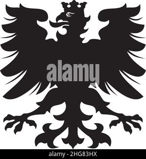 Aigle héraldique. Silhouette noire / blanche Illustration de Vecteur