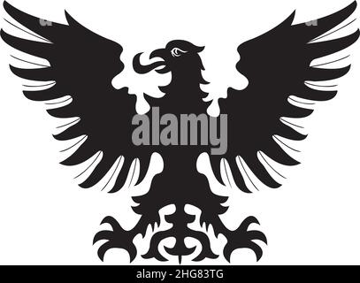 Aigle héraldique. Silhouette noire / blanche Illustration de Vecteur