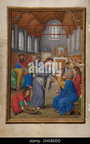 Simon Bening (Flamand - Christ lavant les pieds des Apôtres Banque D'Images