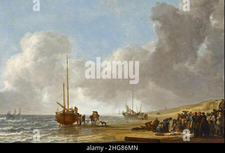 Simon de Vlieger (1601-1653) - la plage de Scheveningen Banque D'Images