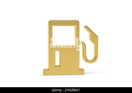 Icône de station-service golden 3D isolée sur fond blanc - rendu 3D Banque D'Images