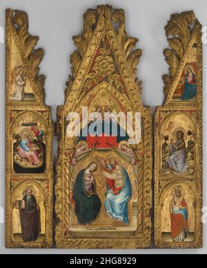 Simone dei Crocefissi - Tabernacle, couronnement de la Vierge, W-The Annonciation, évangéliste St Jean sur Patmos, St Jean Baptiste dans la nature et SS.Benoît et Martial Banque D'Images