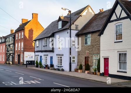 Maisons et cottages à pans de bois le long de la rue Corve.Ludlow, Shropshire, Angleterre Banque D'Images