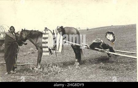 Sioux Indian travois, vers 1893 Banque D'Images