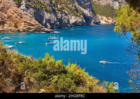 Eaux turquoise de Majorque. Plage de Coll Baix. Côte méditerranéenne. Espagne Banque D'Images