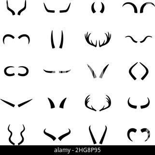 Ensemble d'icônes de cornes d'animaux, illustration vectorielle Illustration de Vecteur